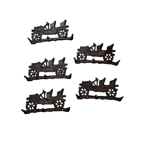 Cast Iron Old Car Wall Decoration Retro Classic Set of 5 Rustic - Picture 1 of 2